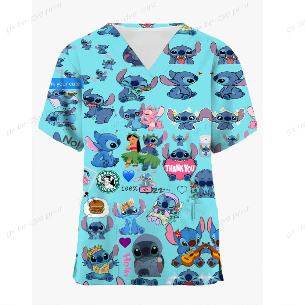 Блузка женская с коротким рукавом и принтом Дисней Стич