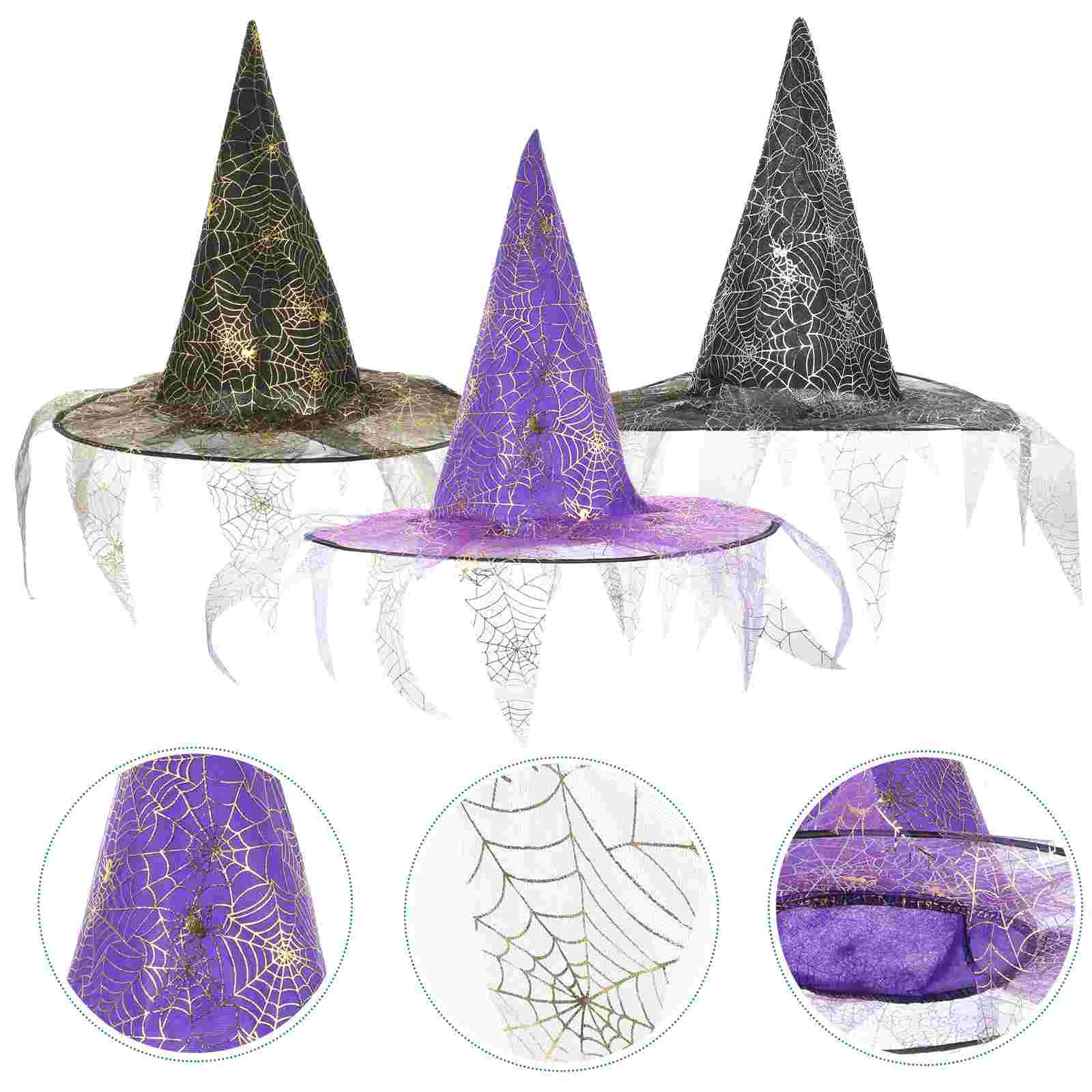 

3 Pcs Caps Party Witch Hats Hanging Halloween Decorate Cosplay Cloth Photo Props Oxford
