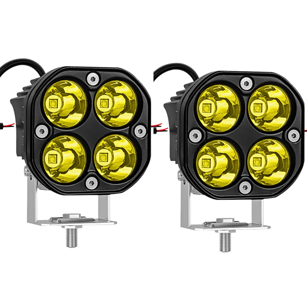 

40 Вт 3-дюймовый светодиодный рабочий светильник 6500K, желтый точечный светильник, квадратная Рабочая лампа для автомобилей, мотоциклов, внедо...