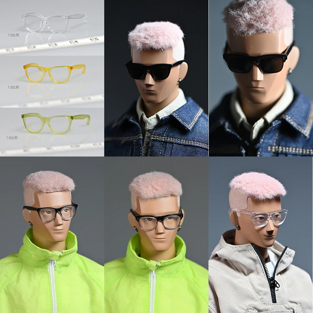 Black/Pink Color 1/6 Scale Male/Female Figure Mini Sunglasses Glasses Model Accessories For 12