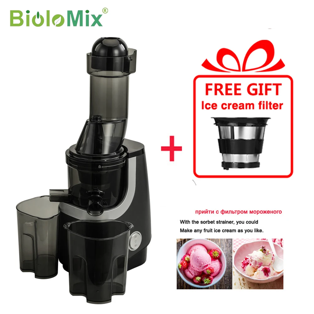 BioloMix Wide Chute Slow Masticating Juicer, BPA FREE Cold P