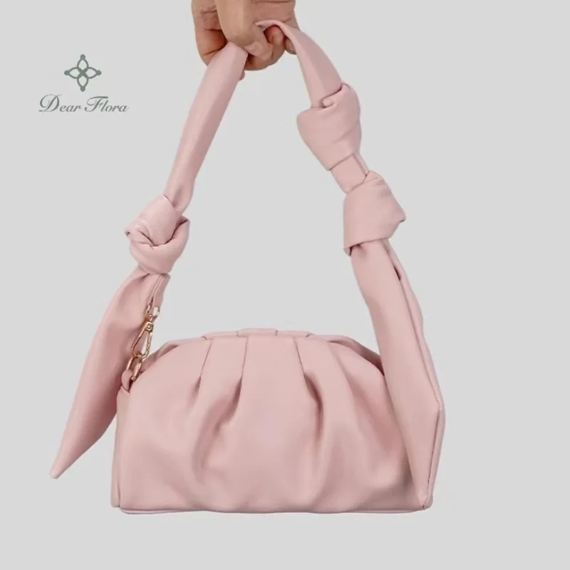Women's New Luxury Soft Pleated Cloud Underarm Bag Solid Color Versatile Hobos Handbag Fashion Portable Shoulder  Crossbody Bags