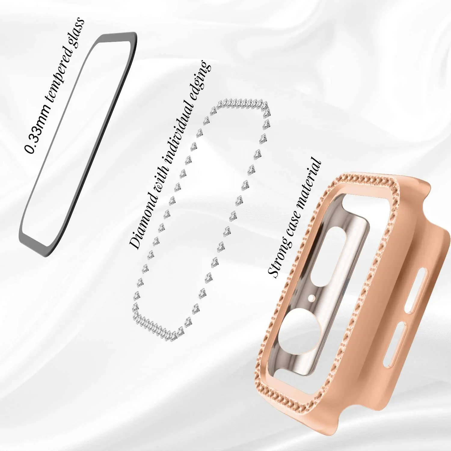 Чехол Алмазный для Apple Watch 7 41 45 мм чехол из поликарбоната часов iWatch Series 6 SE 5 4 3 2 1 40 44