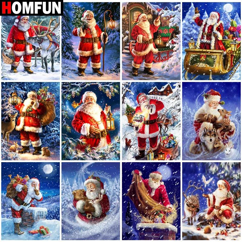 

HOMFUN Diamond Painting "Christmas Santa Gifts" DIY 5D Diamond Embroidery Sale Full Set Rhinestone Cross Stitch Home Decor