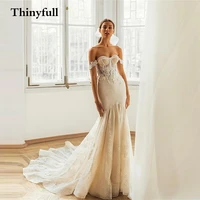 mermaid long lace flower wedding dresses appliques off the shoulder sweetheart long princess boho bridal bride gowns dress 2022
