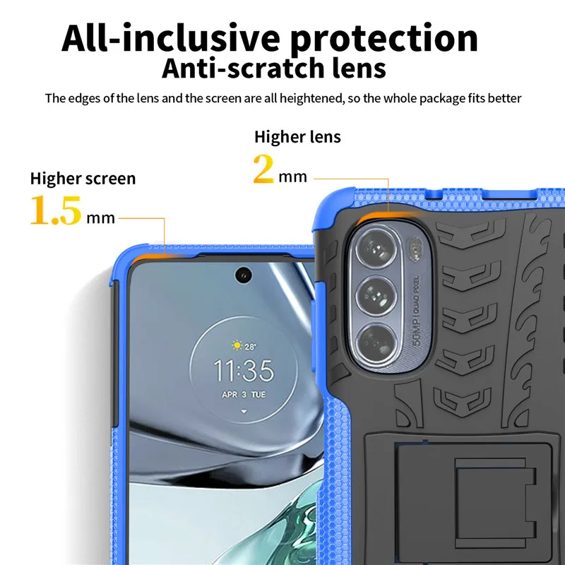 For Motorola Moto G62 5G Case Moto G62 Cover 6.5 inch Shockproof Rubber Armor Texture Holder Bumper For Motorola Moto G62 5G
