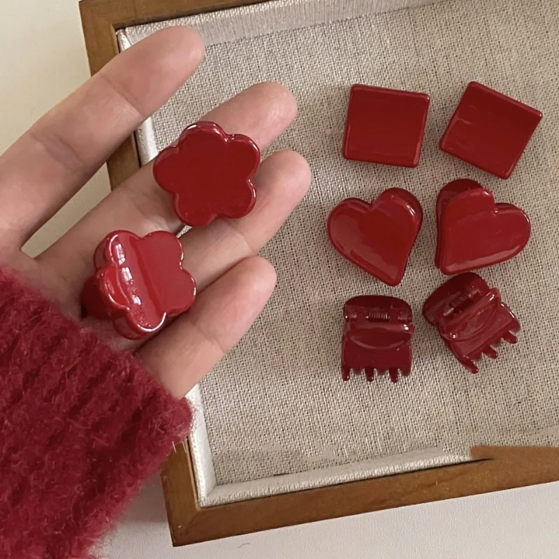 Женская заколка для волос маленькая бесшовная красная