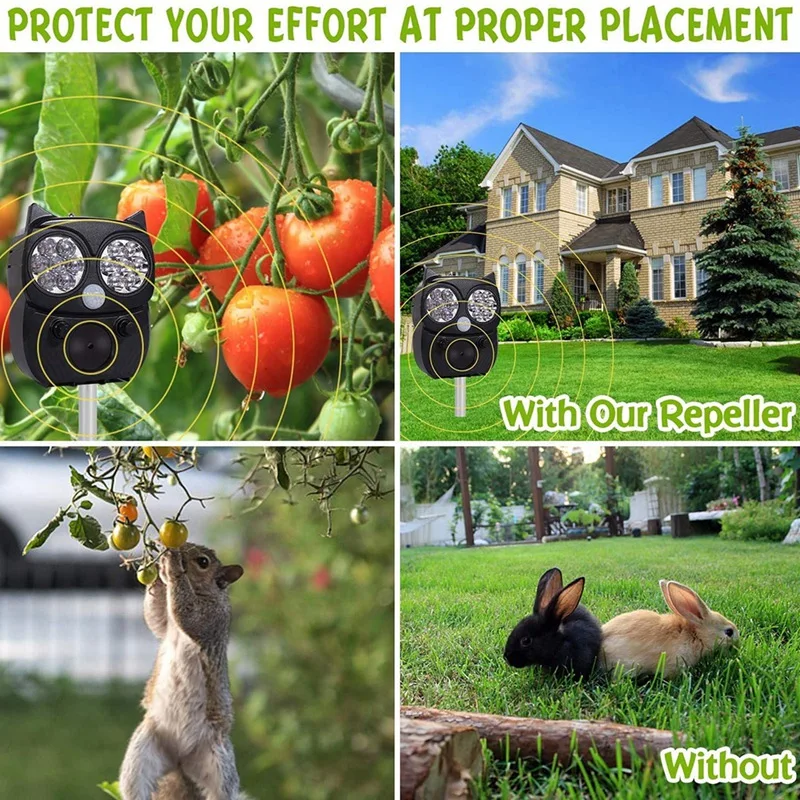 Cat Fright Ultrasonic Animal Repeller Waterproof Adjustable Solar Powered For Cats Birds Raccoons Dogs Pest Etc | Дом и сад