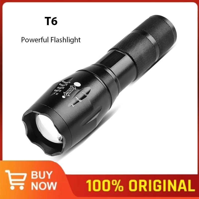

T6 Powerful LED Flashlight Aluminum Alloy High Density Mini Torch Zoomable Torch Waterproof Portable for Camping Hiking Outdoor