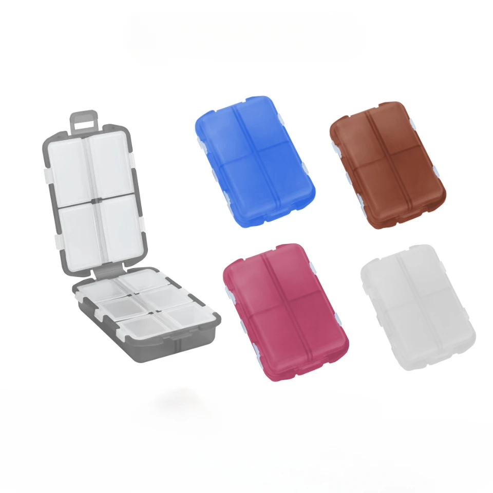 

Двухслойная пластиковая коробка для лекарств из полипропилена, 10 ячеек, удобная коробка для хранения таблеток и капсул, маленькая коробка для лекарств