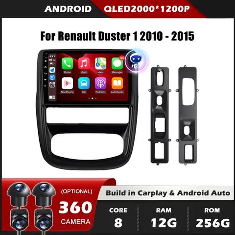 Автомобильный радиоприемник Carplay для Renault Duster 1 2010-2015 GPS-навигация Android Auto Стерео Мультимедийный плеер 5G Wi-Fi Экран