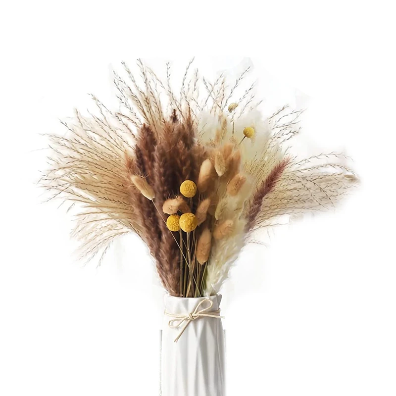

Сушеная пампасная трава Boho Decor - 85 шт. 17,5 дюйма натуральная пампасная трава, для домашнего декора, свадебные украшения