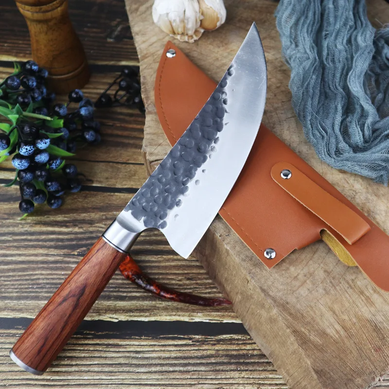 Кованый нож из нержавеющей стали Многофункциональный кухонный резец с узором в