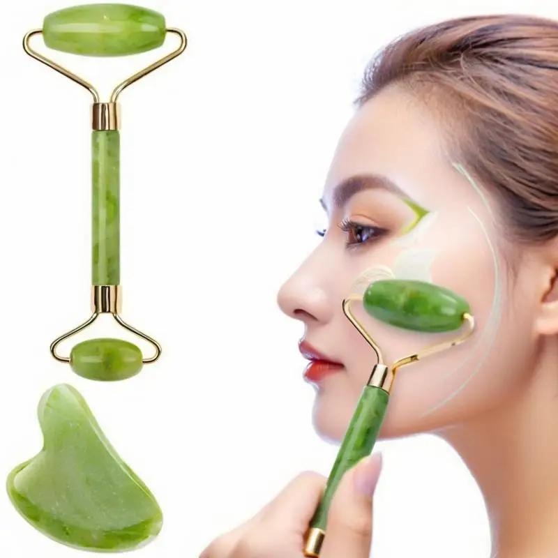 Фото 2 шт. Gua Sha натуральный камень Gowoman Gua Sha камень для лица Gua Sha Visage ролик для массажера лица инструмент гуашь скребок LBHL07 №1