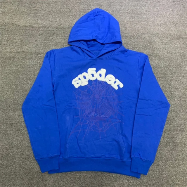 Blue Sp5der 555555 Hoodie Men Women Foam Printing Spider Web Hooded Young Thug Pullover 2