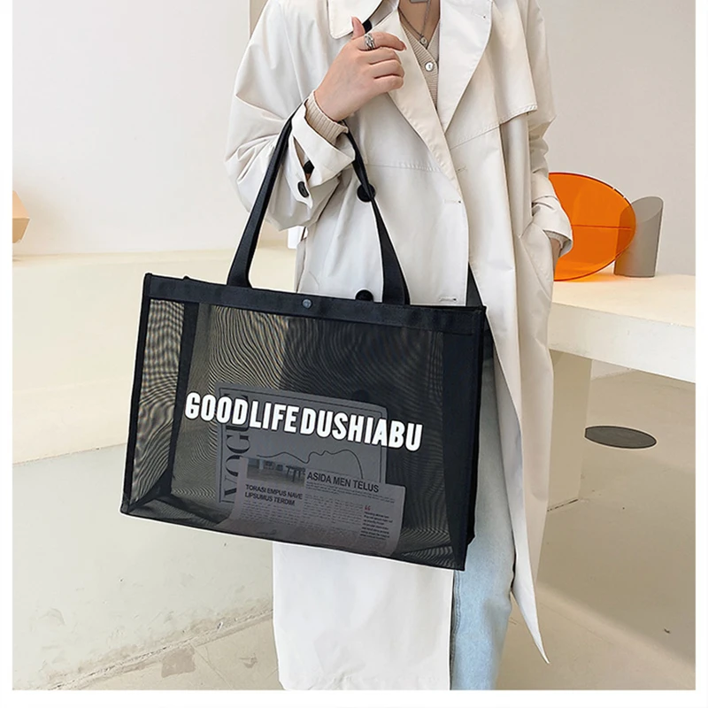 

Женская сетчатая пляжная сумка, очень большая пляжная сумка-тоут для хранения пляжных игрушек, полотенец для продуктов, пикника, сумка чере...