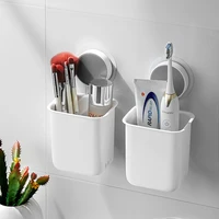 toothbrush wall mounted holder toothpaste mouth cup waterproof holder drill freebathroom storage shelf portable rack organize