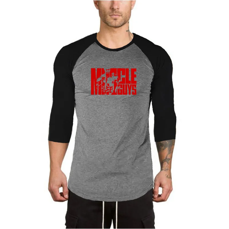 

Summer Hot Item Men’s Print Fitness Causal 3/4 Sleeve T-Shirt Male Bodybuilding 3/4 Sleeve Tees Gyms Clothing Muscle Boys Tops