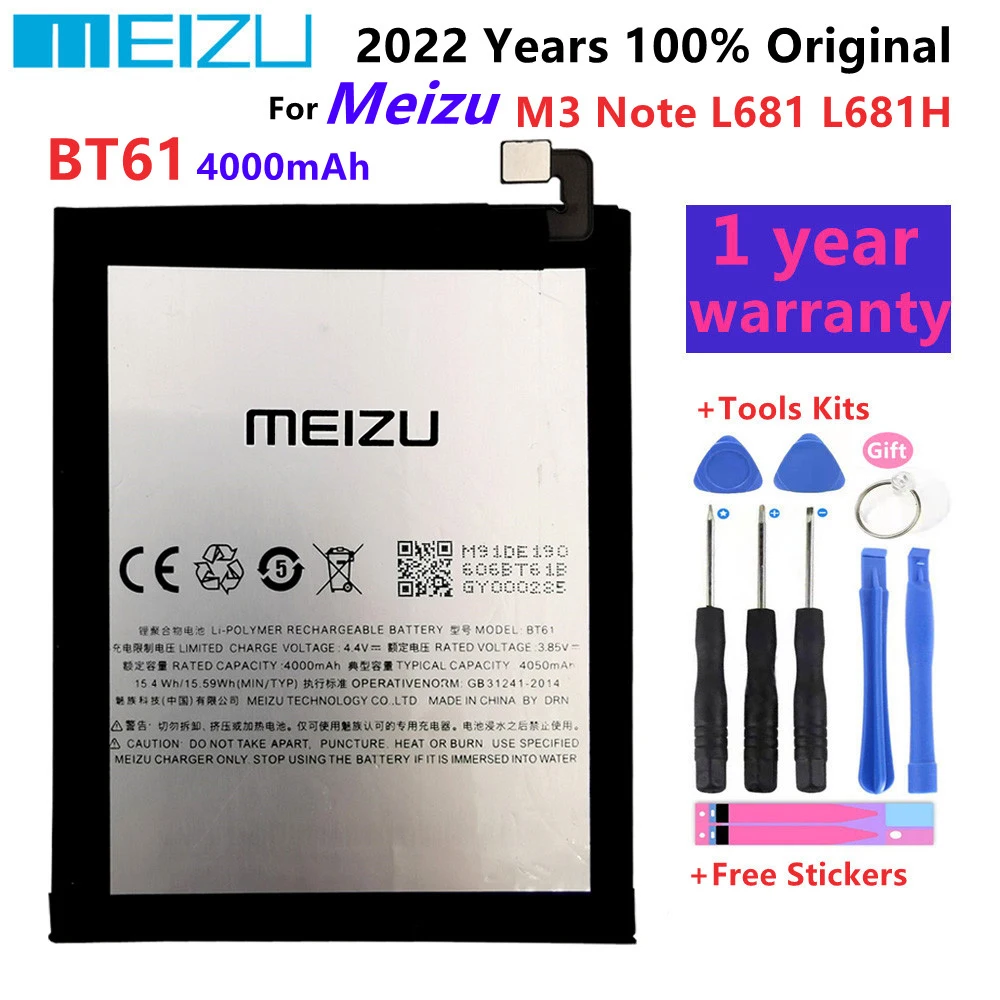 

4000mAh BT61 ( L edition ) Replacement Batteries For Meizu Meizy M3 Note L681H L681 L-version Version L Mobile Phone Battery