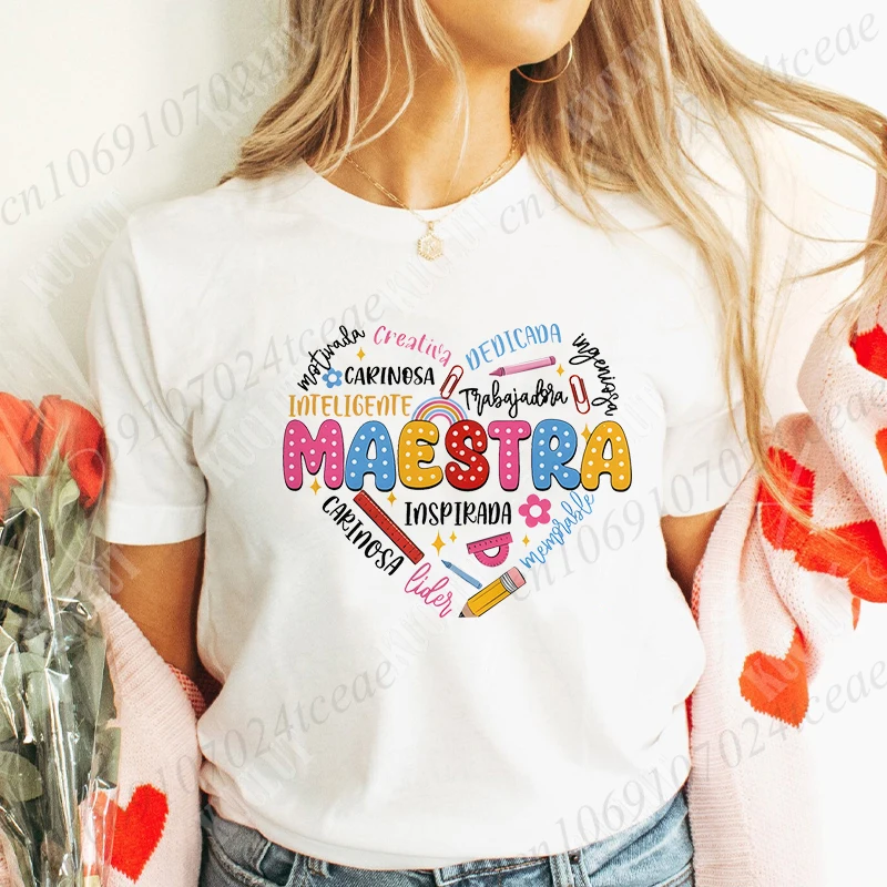 Футболка Maestra для учителя Снова в школу рубашки испанского подарок учителю