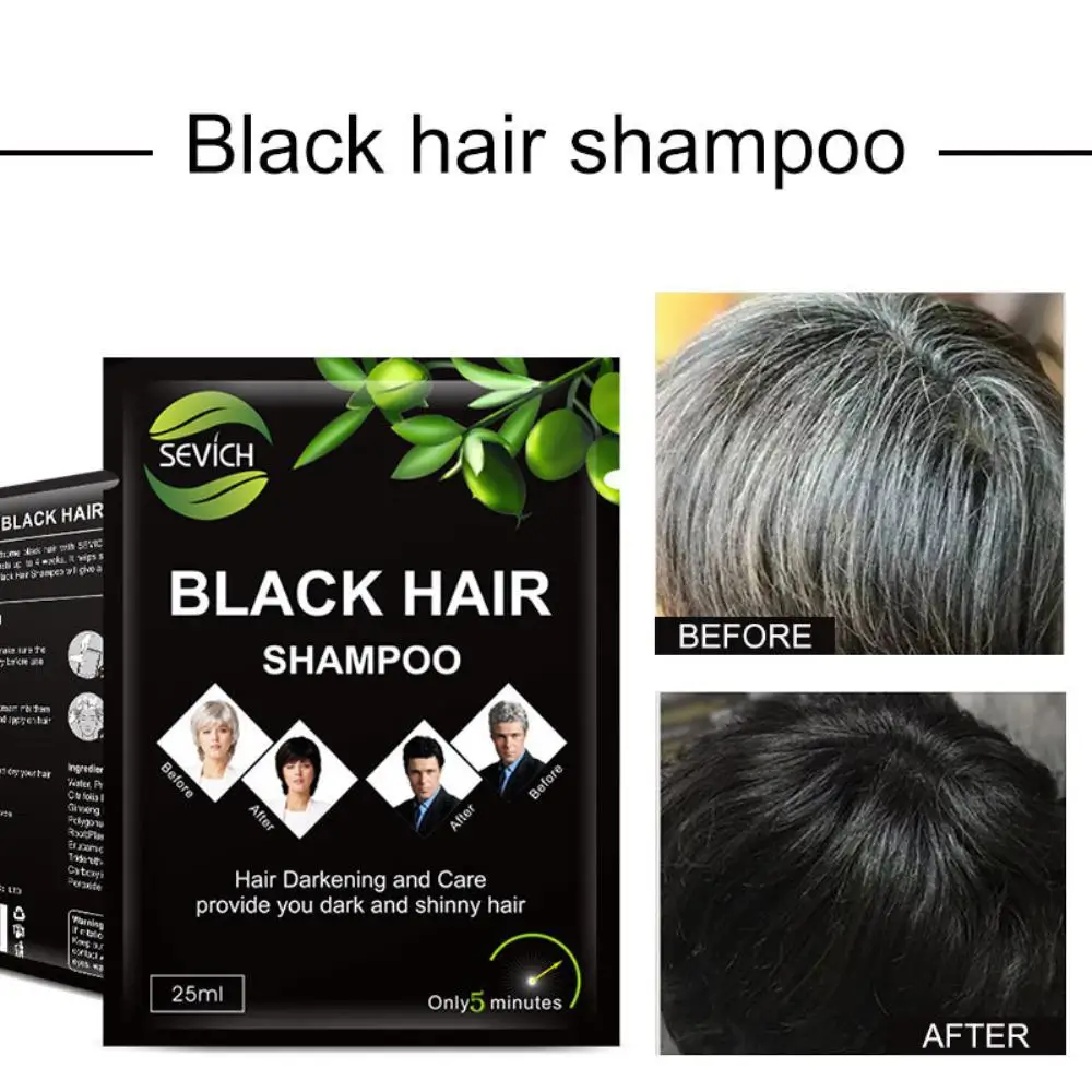 1/3/5pcs Herbal Darkening Shampoo Pack Black Hair Shampoo Faster Dye Organic Plant Hair Darkening Cover Gray Natural Black Hair