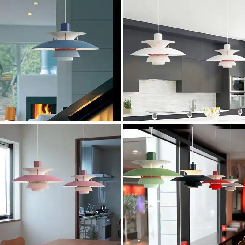 Nordic Led Pendant Light for Dining Kitchen Study Room Restaurants Deco Hanging Lamp Colorfull Lamp Body Droplight