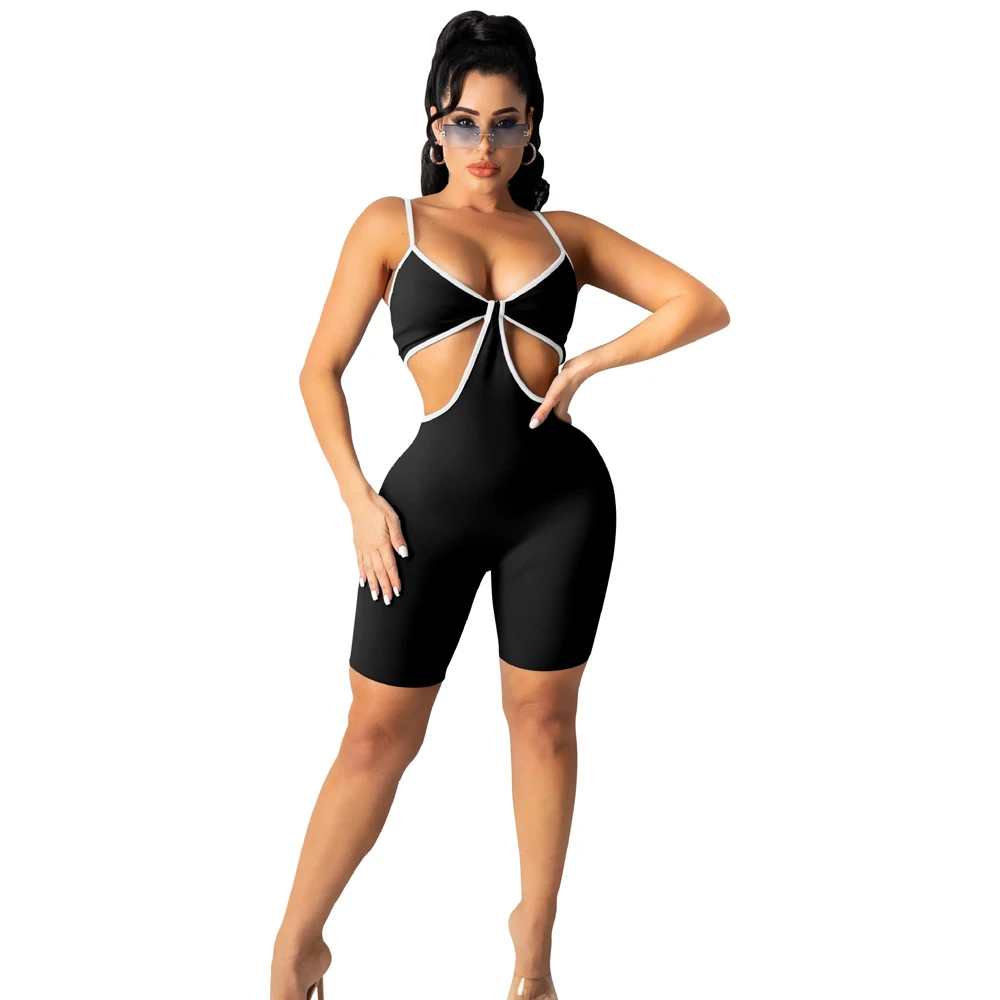 

Летний спортивный комбинезон, женский сексуальный Облегающий комбинезон с вырезом на талии, обтягивающий эластичный комбинезон на бретелях, повседневный Модный комбинезон