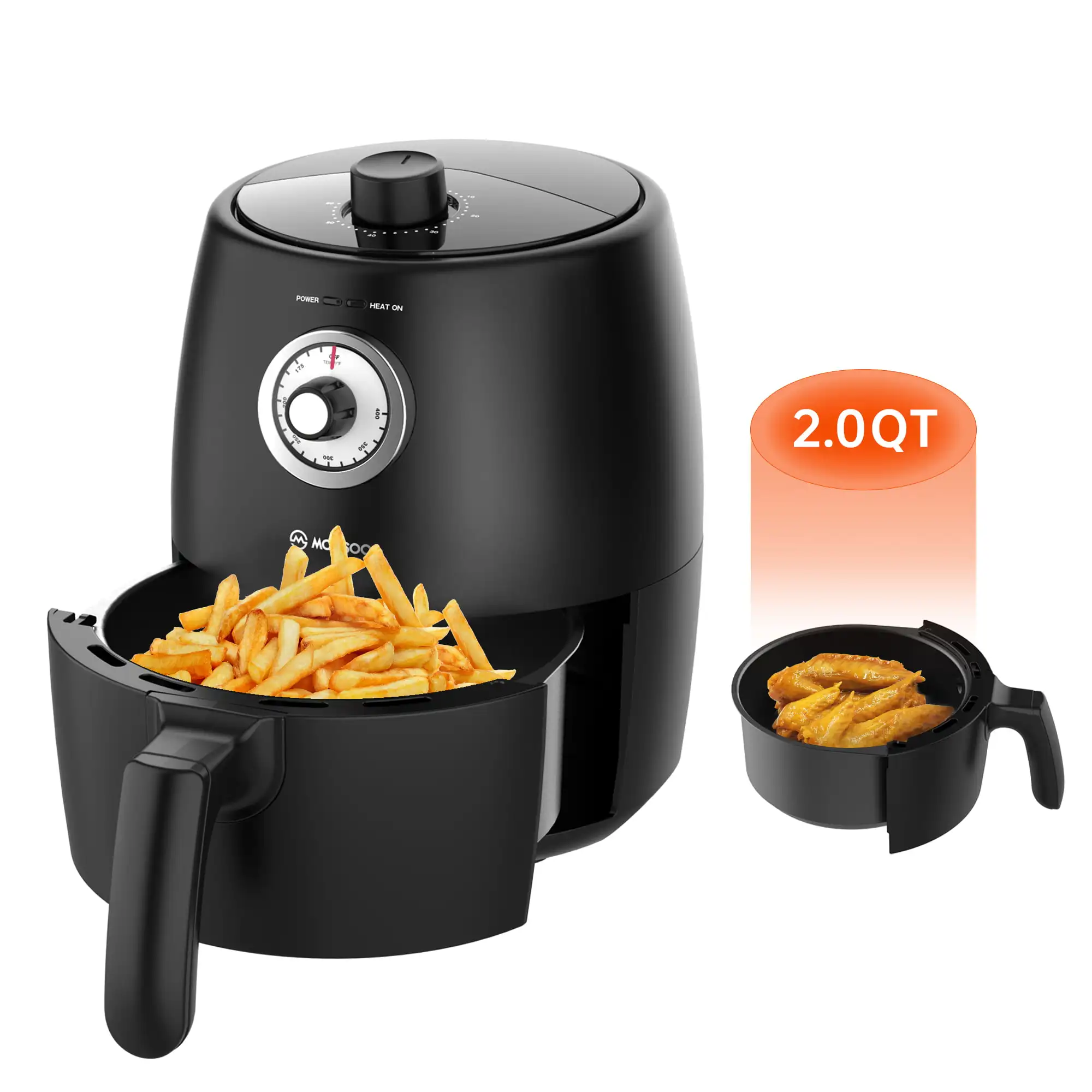 

2Qt Air Fryer, Mini Air Fryer with Dishwasher Safe Basket, Black