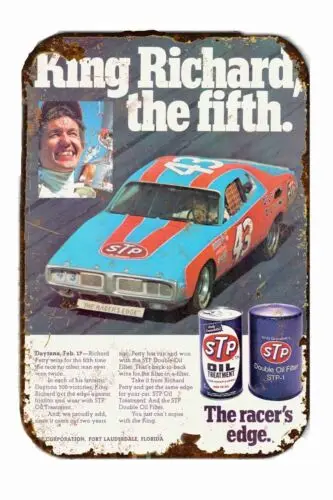 Ричард Малый STP масло 1976 винтажная реклама полностью металлический жестяной знак