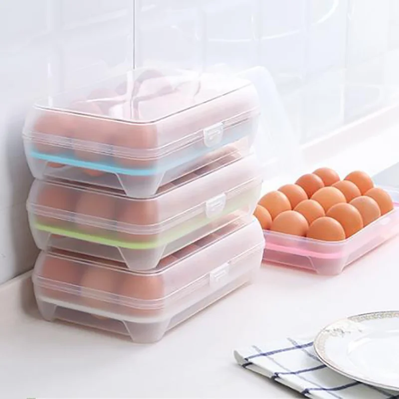 

15 Holes Kitchen Egg Storage Box Food Storage Containers For Refrigerator With Locked Lids Kitchen Storage and Organization