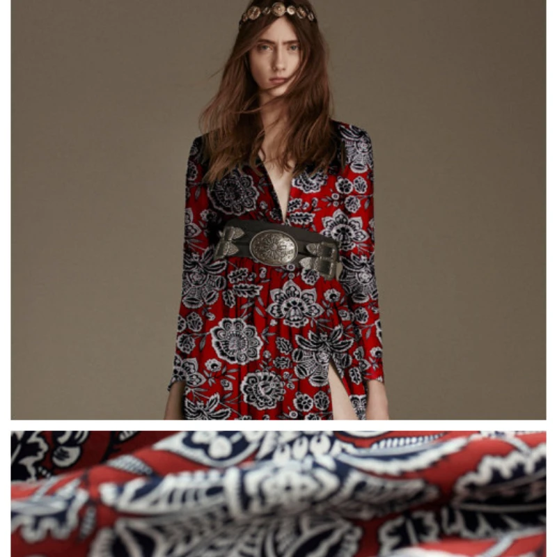 

Silk crepe de chine fabric classic retro print soft dress silk fabric crepe fabric natural silk fabric wholesale silk cloth