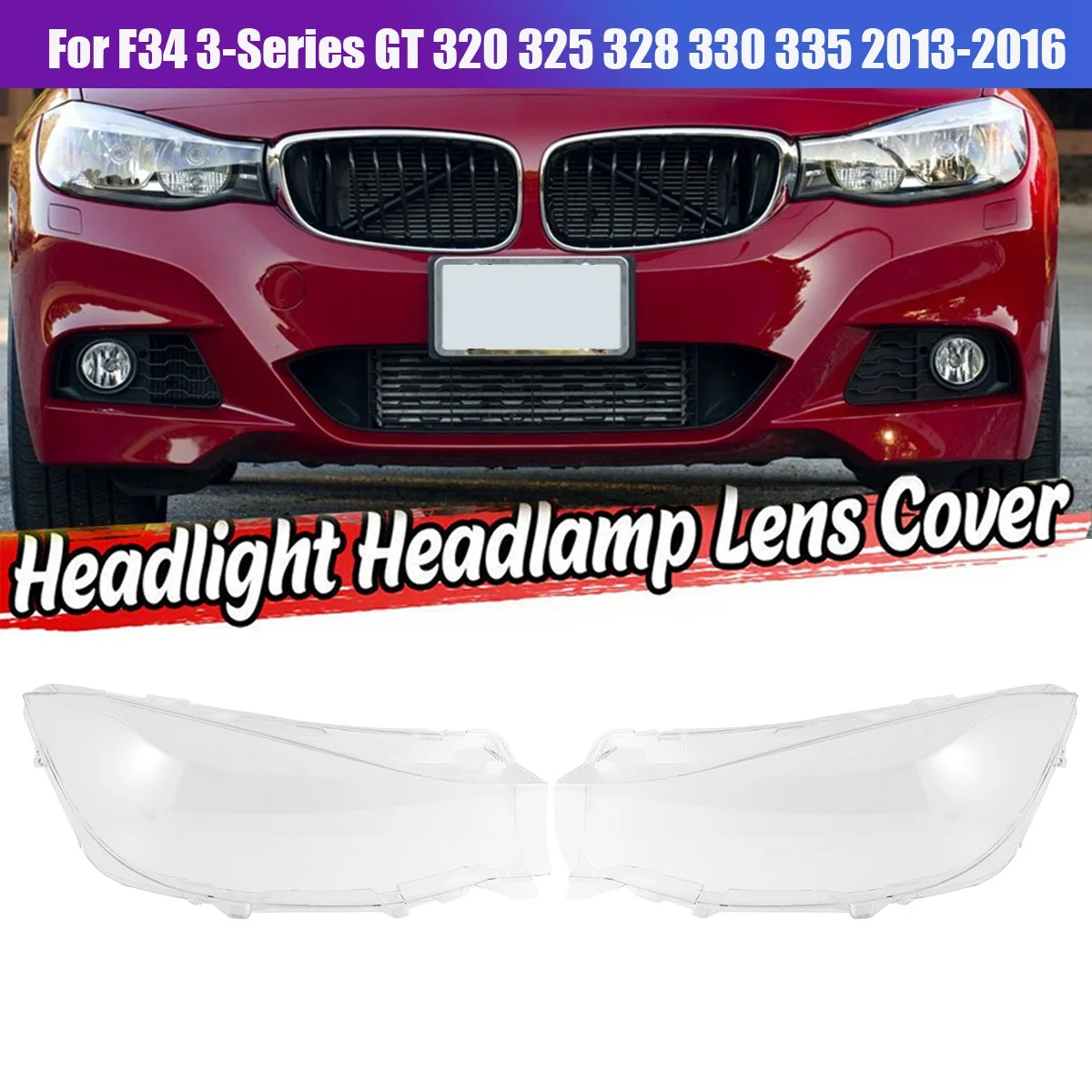 

Left for BMW F34 3-Series GT 2013-2016 Car Headlight Lens Cover Lamp Shade Lens Head Light Lamp Shell Cover