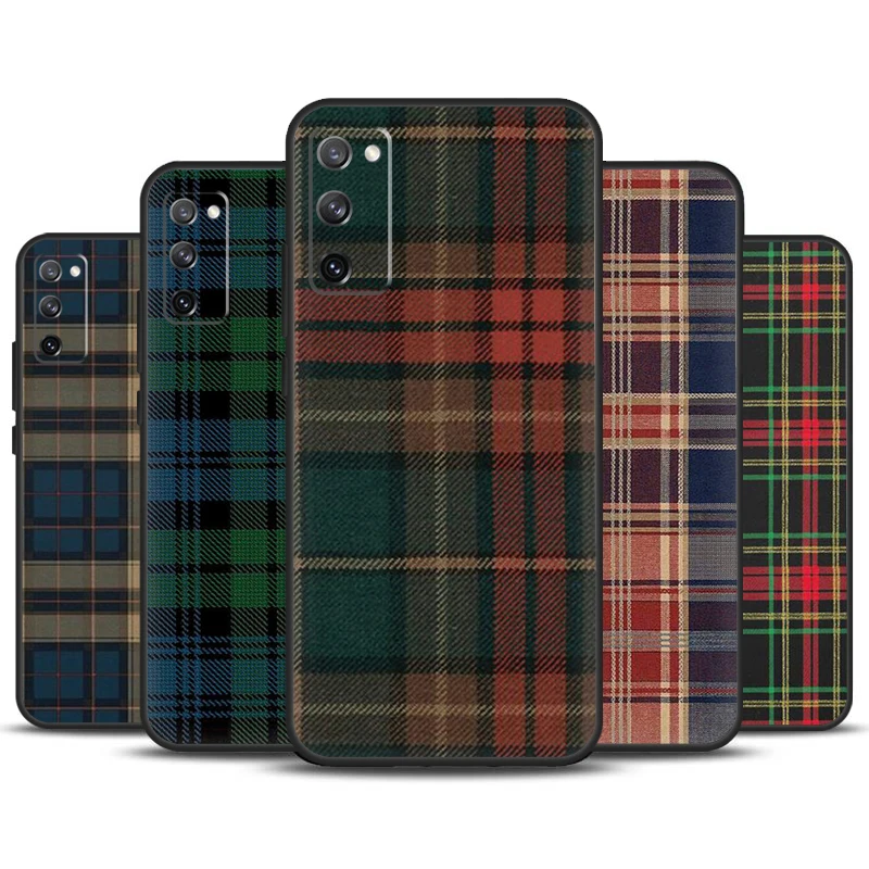 Теплый клетчатый чехол в шотландскую клетку для Samsung Galaxy S24 Ultra S21 S22 S23 Plus S20 FE S8 S9 S10