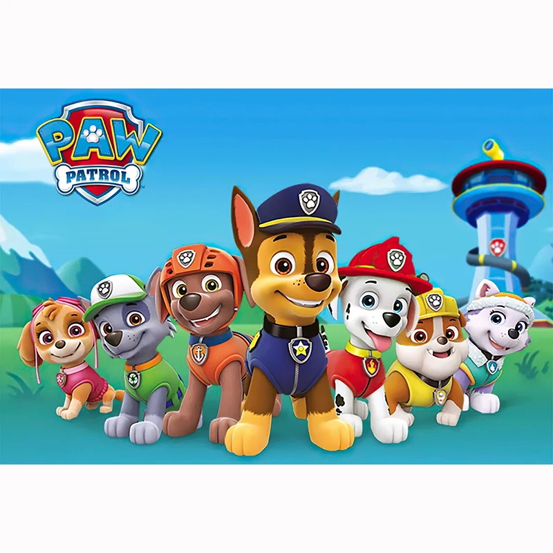 

Фон на заказ для вечеринки в честь Дня рождения мальчика девочки голубое небо мультфильм бегущая собака детский душ фотография синий фон ре...