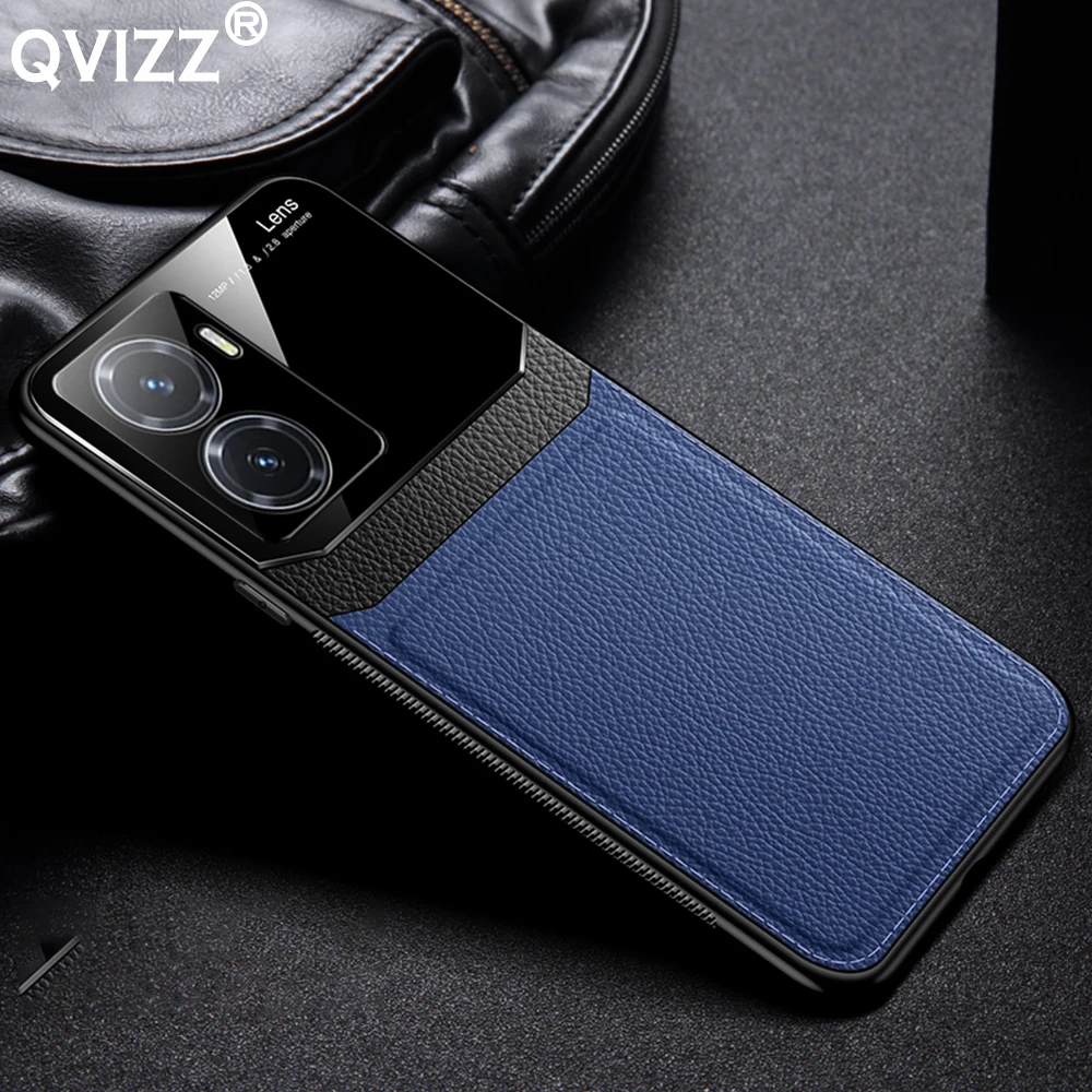 

Luxury Leather Case for vivo iQOO Z7 iQOOZ7 Plexiglass Armor Shockproof Soft Silicone Edges Hard Back Phone Cover for vivoiQOOZ7