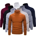 Толстый зимний теплый свитер с высоким воротником, мужские свитеры с высоким воротником, облегающие пуловеры, Мужская трикотажная одежда, мужские топы