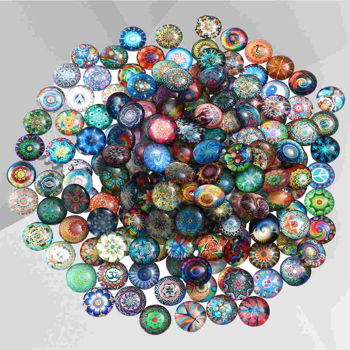 Mosaic Tilesglass Round Flatback Jewelry Suppliescrafts Mixed Charms Pendant Snap Gemstones Resin Decoration Cab Dome Making