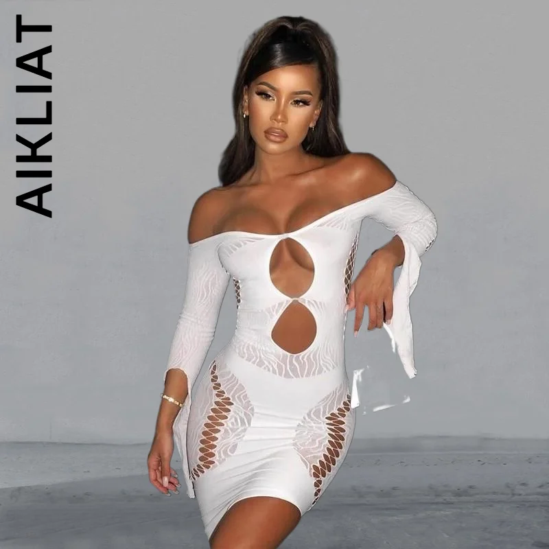 

Модное платье Aikliat, женское сексуальное платье с длинным рукавом, Бандажное платье, элегантная уличная одежда, женские платья, женская одежд...