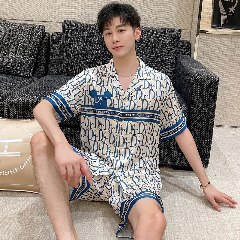 Couple Sleepwear Designer Luxury Pajamas For Men Silk Satin Women's Pajamas Nightwear Short Sleeve Shorts Suit Lover Pijamas