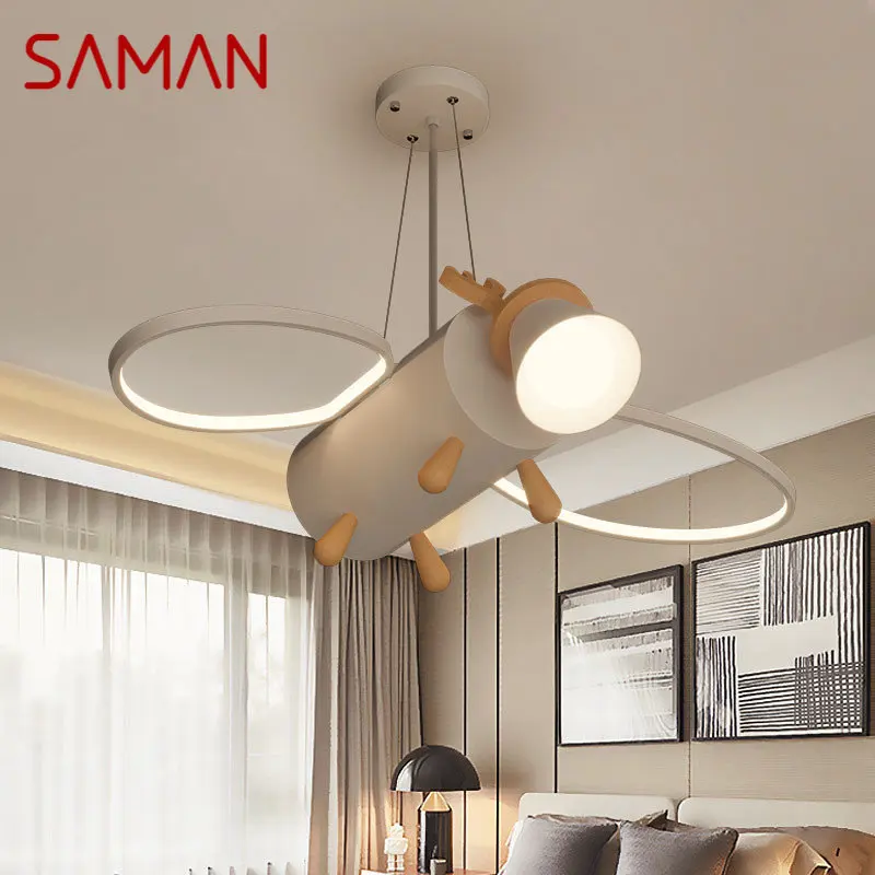 

SAMAN Children's Deer Pendant Lamp Modern LED Creative Cartoon Light For Kids Room Kindergarten With Remote Control