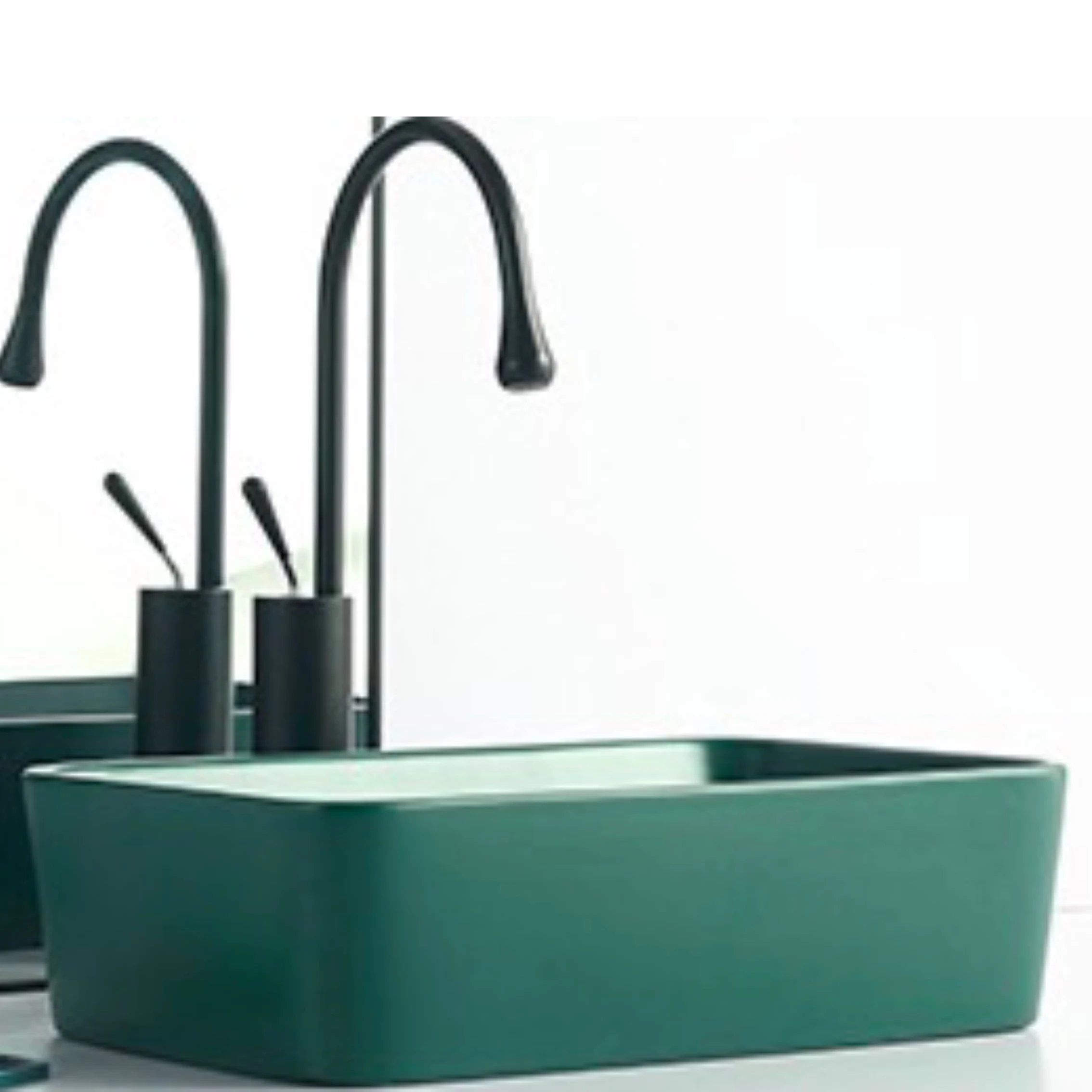 Темно-зеленая матовая керамическая раковина 480*300*135 мм для ванной и балкона