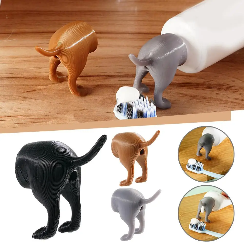

Funny Pooping Dog Butt Toothpaste Topper Squeezer Hilarious Tooth Paste Dispenser Cap Covers Household Bathroom Acessories Kids