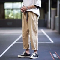 japanese straight leg pants mens spring and autumn trend harem pants student loose cropped pants casual overalls joggers men