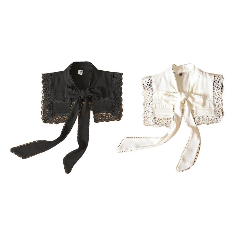 

Vintage Detachable Collar Shawl Lace-Up Ladies Girls Hollow Capelet Poncho Shrug