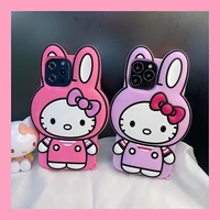 cute hello kitty cartoon luxury silicone phone cases for iphone 13 12 11 pro max xr xs max x 78plus girl shockproof soft shell