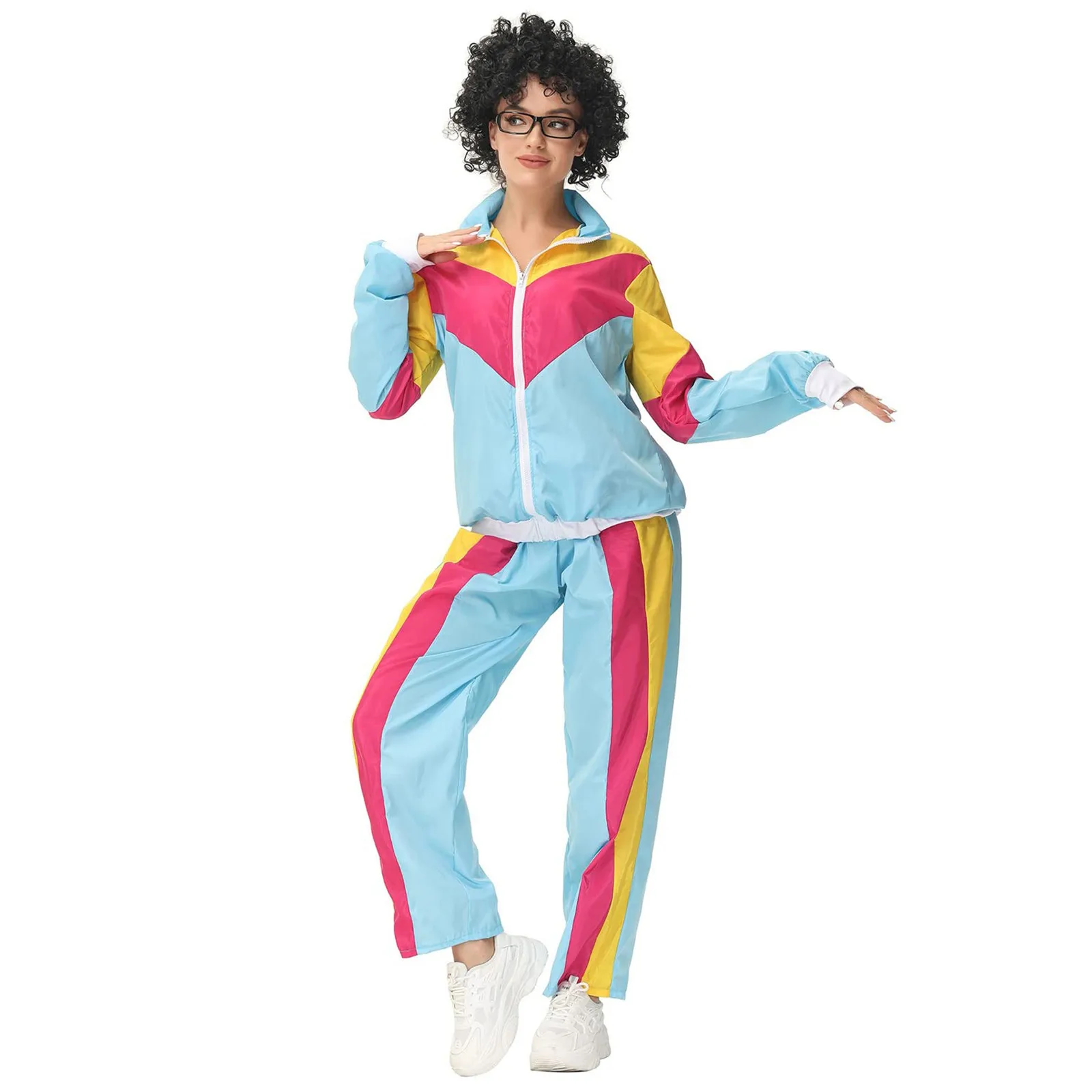 

Adult Women Men 80s 90s Retro Sportwear Hippie Disco Cosplay Costume Outfits Halloween Carnival Suit Party Role Playing Clothes