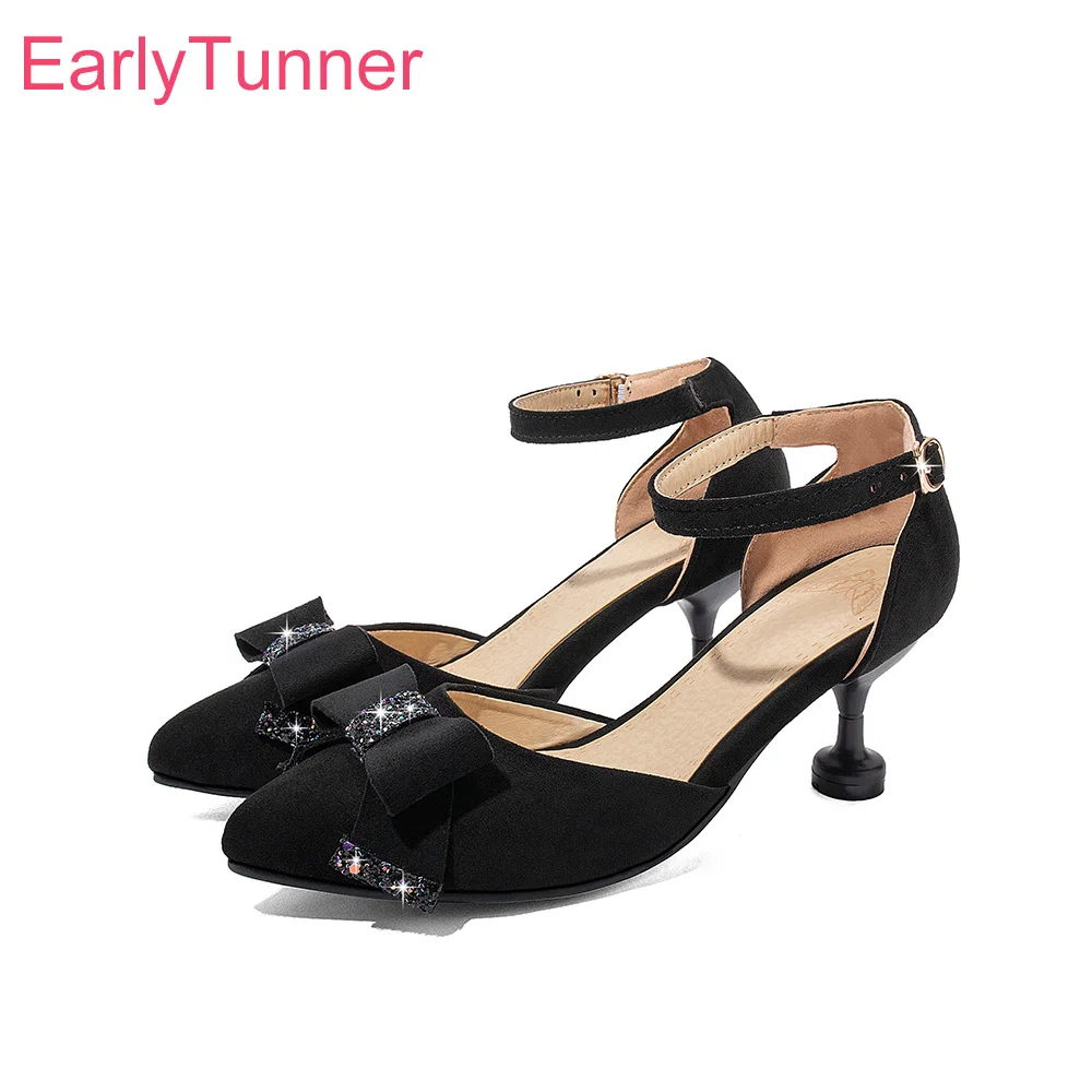 

Сандалии женские свадебные на высоком каблуке, элегантные босоножки невесты, большой размер 32/10/43/45/48, цвет черный/розовый, лето