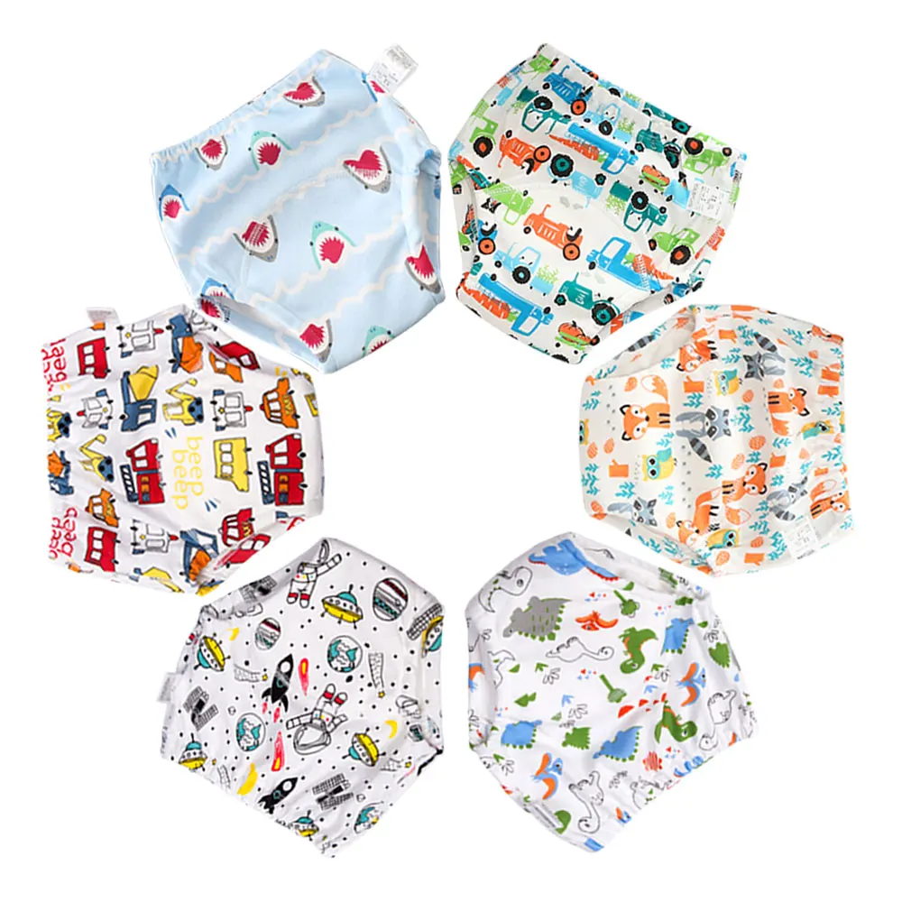 

6 слоев водонепроницаемых многоразовых хлопковых детских тренировочных брюк, шорты для младенцев, нижнее белье, тканевые подгузники для младенцев, трусики для смены пеленок