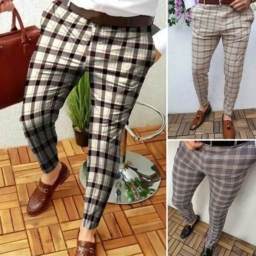 

Stylish Pencil Pants Anti-pilling Long Pants Zipper Button Fly Workwear Simple Casual Straight Leg Business Trousers