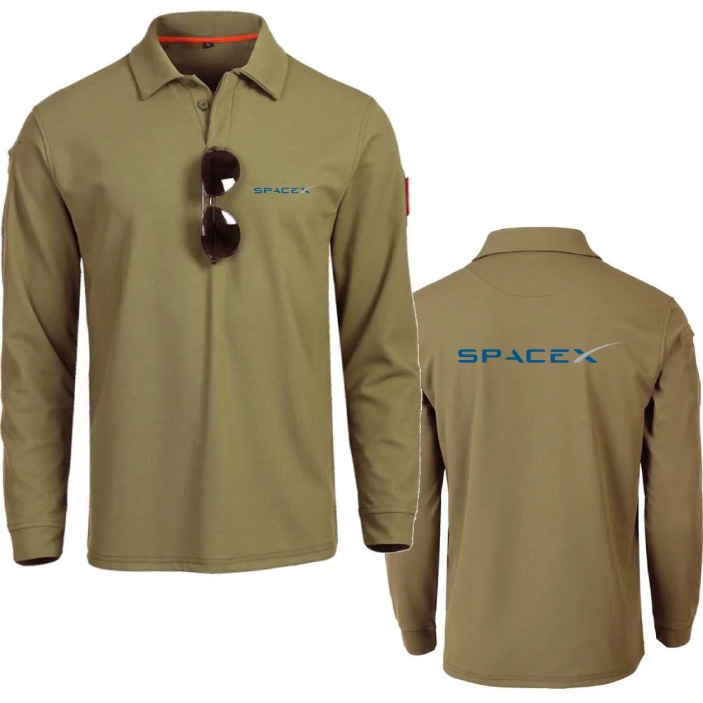 Мужская спортивная рубашка-поло с длинным рукавом в стиле милитари